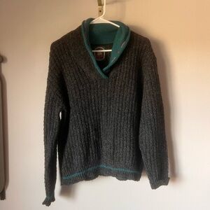 1990s Gray Wool Shawl Collar Sweater